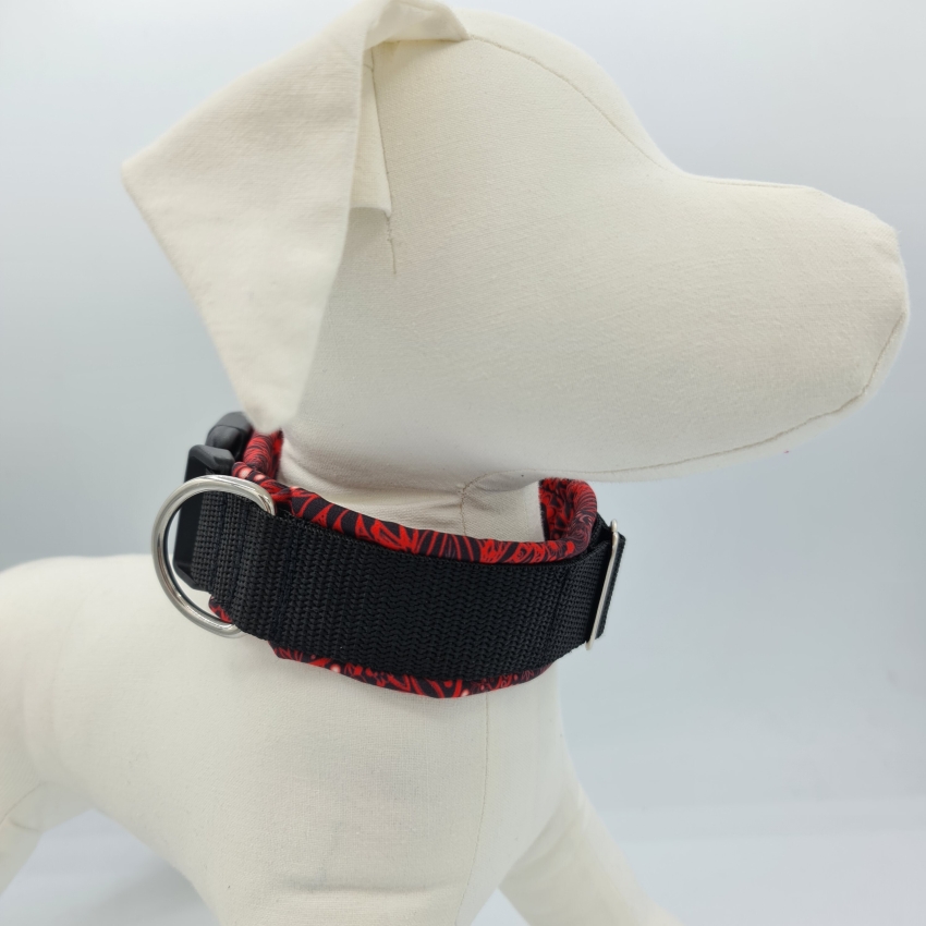 Halsband schwarz & rot